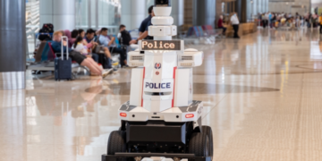 Robot polisi di bandara internasional Singapura | Singapura Police Force