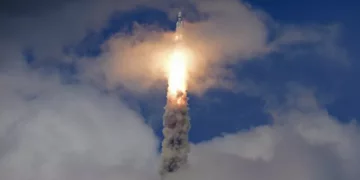 Indian spacecraft Chandrayaan-3, the word for "moon craft" in Sanskrit, blasts off from the Satish Dhawan Space Centre in Sriharikota, India. - Copyright Aijaz Rahi/AP